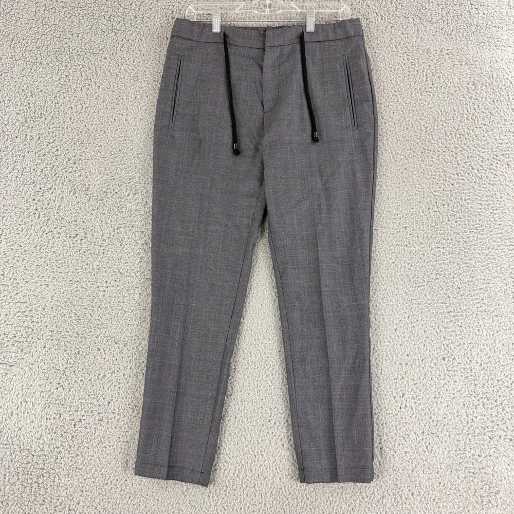 Drumohr Virgin Wool Trousers Mens 44 Grey Glen Check Drawstring‎ Waist Pants